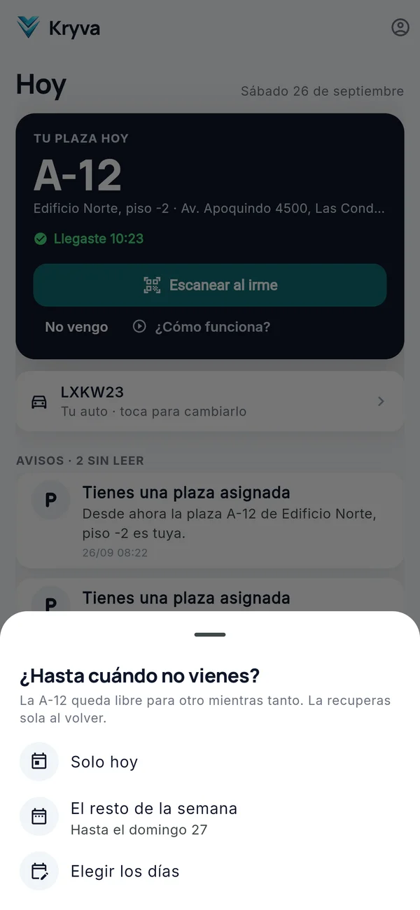 Avisar que no vienes